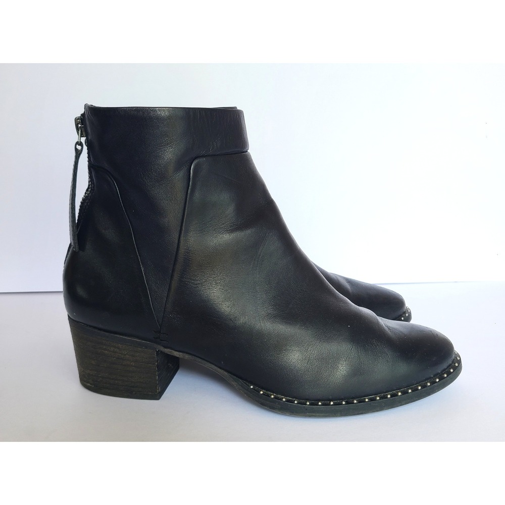 Paul Green US 6 Black Leather Heel Ankle Boots Booties Quiet Luxury Minimalist